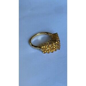 Citrine Pyramid 1.75 CT  Ring Size 7 Gold Plated .925 Sterling Silver